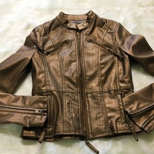 Modmodèle!  Faux leather bronze jacket, Size S.